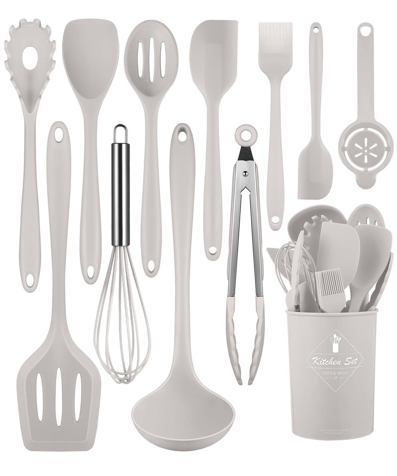 Kitchen Utensils Set12 Pieces Silicone Cooking Utensils Set Dishwasher Safe 392F Heat Resistant Spatula Set Nonstick Cookware