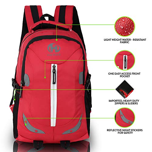 HEROZ Harbour Unisex Nylon 28 L Travel Laptop Backpack Water Resistant Slim Durable Fits Up to 15.6 Inch Laptop Notebook (153-ALL) (Red) - Image 3