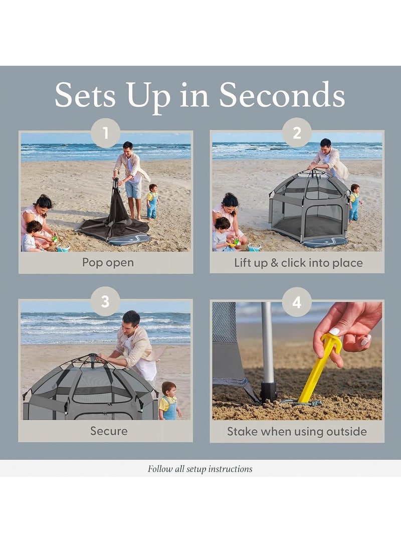 Rightsure Playpen with canopy, indoor and outdoor playpen for babies and toddlers, baby beach tent, foldable, portable, with canopy, travel bag and mosquito net - pop-up backpack and play tent - Image 4