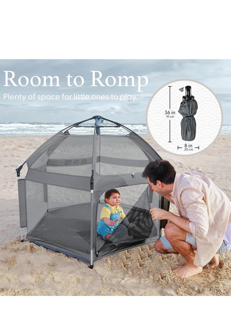 Rightsure Playpen with canopy, indoor and outdoor playpen for babies and toddlers, baby beach tent, foldable, portable, with canopy, travel bag and mosquito net - pop-up backpack and play tent - Image 5