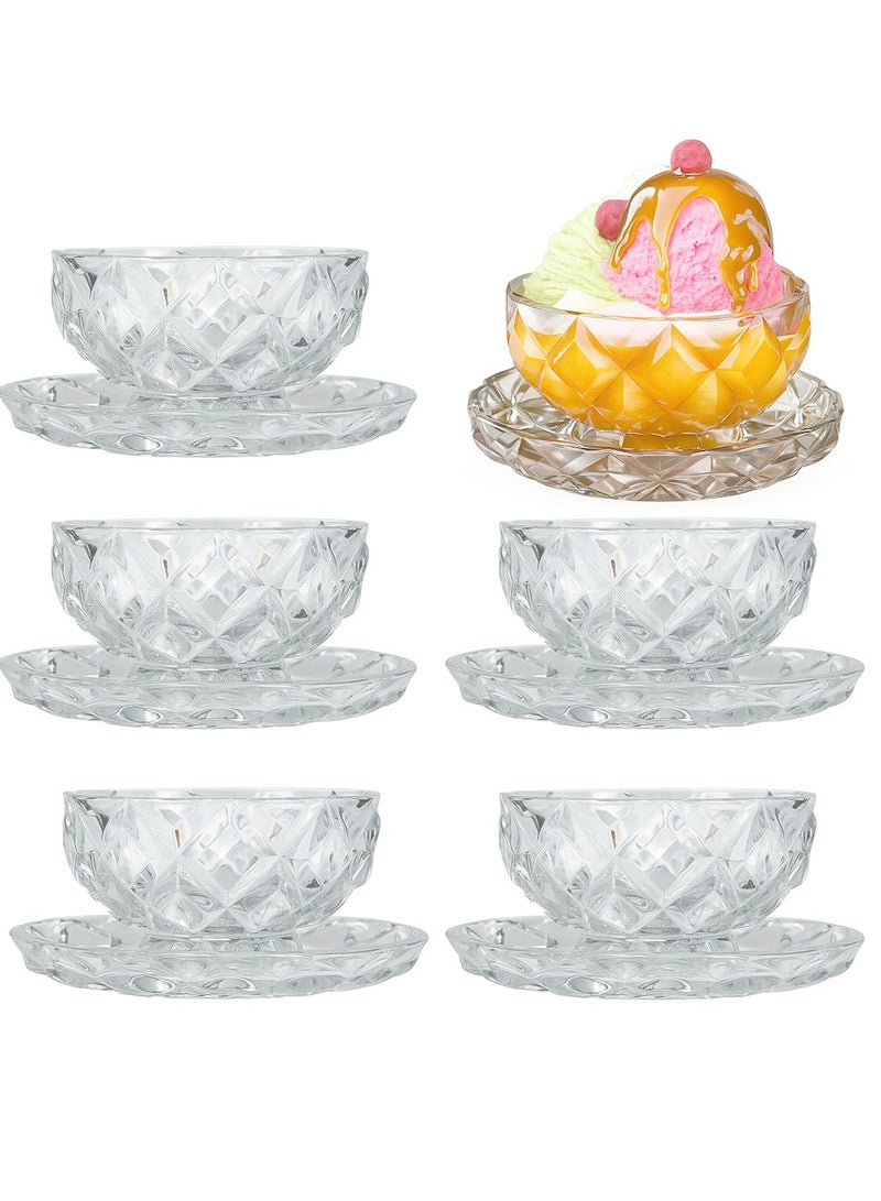 Glass Dessert Bowls, Set of 6, 200ml, Glass Ice Cream Sundae Cups with Sunflower Pattern, Dessert Cups, Ideal for Ice Cream, Sorbet, Fruit, Snacks, Yogurt, and Appetizers - Image 1