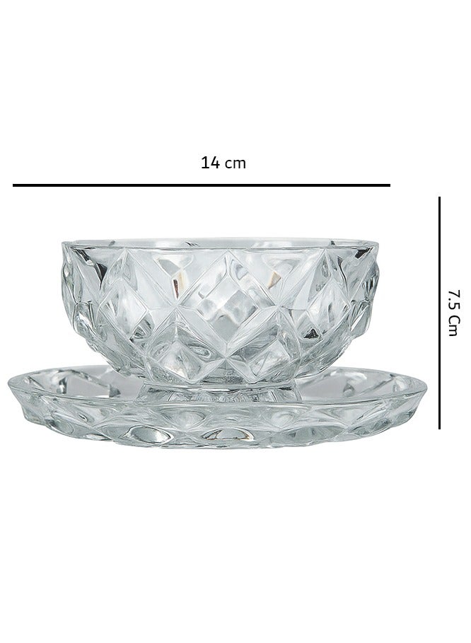 Glass Dessert Bowls, Set of 6, 200ml, Glass Ice Cream Sundae Cups with Sunflower Pattern, Dessert Cups, Ideal for Ice Cream, Sorbet, Fruit, Snacks, Yogurt, and Appetizers - Image 2