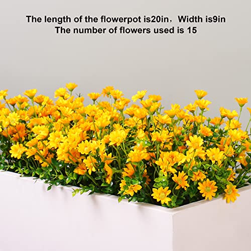 alyptus Fake Mums Outdoor Yellow Flowers 8 Bundles Plants for Outside Fall Artificial Flower UV Resistant for Wedding Home Garden Window Box Decor - Image 3