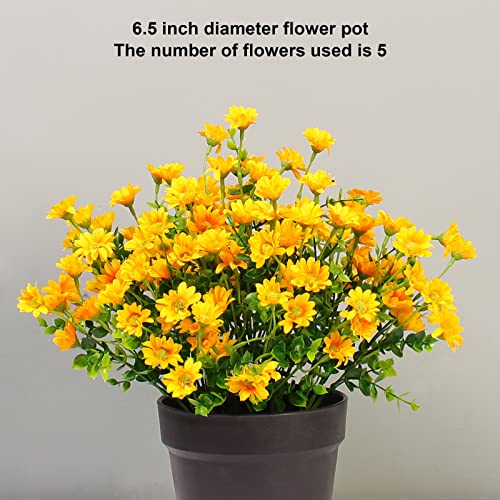 alyptus Fake Mums Outdoor Yellow Flowers 8 Bundles Plants for Outside Fall Artificial Flower UV Resistant for Wedding Home Garden Window Box Decor - Image 4