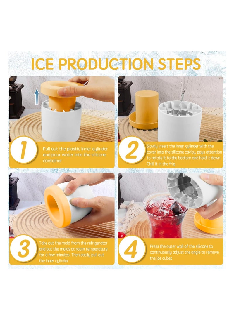 Silicone Cylinder Ice Cube Mold, New 3D Ice Cube Maker, Ice Grid Press Release, Easy Press Release Ice Cup