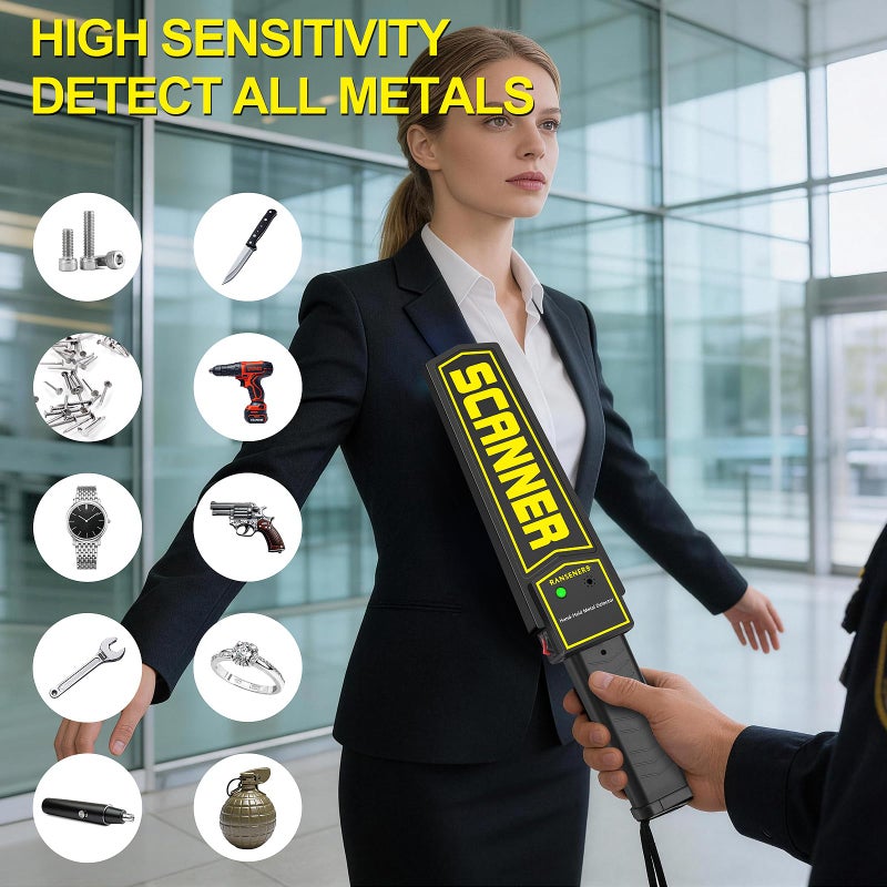 R RANSENERS RANSENERS Handheld Metal Detector Wand,Security Wand,Portable Adjustable Sound & Vibration Alerts, Detect All Metal Products (Not Include Battery) - Image 2
