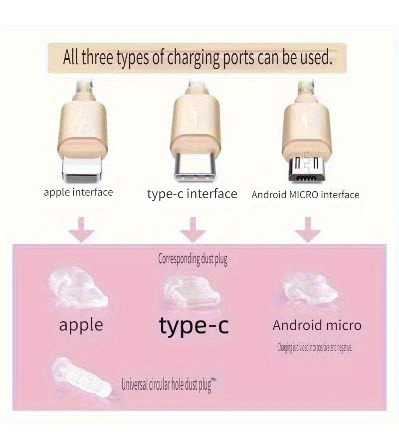 2 Cute Chubby Star Phone Dust Plugs Type C Pink Purple Universal Dust Protection Stoppers Compatible With Type C Android Apple USB Charging - Image 3
