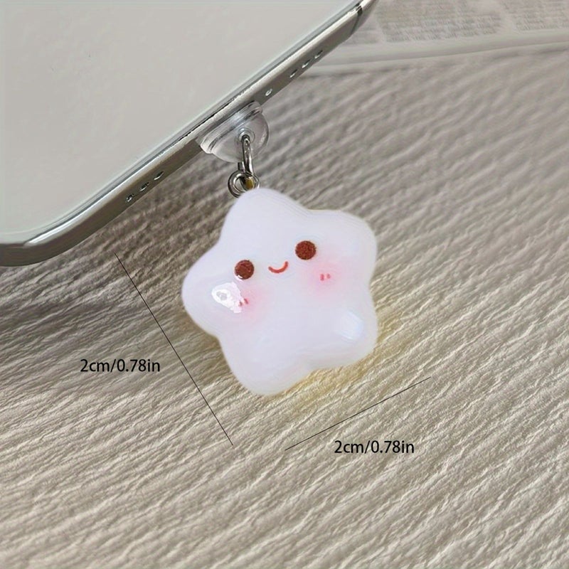 2 Cute Chubby Star Phone Dust Plugs Type C Pink Purple Universal Dust Protection Stoppers Compatible With Type C Android Apple USB Charging - Image 2