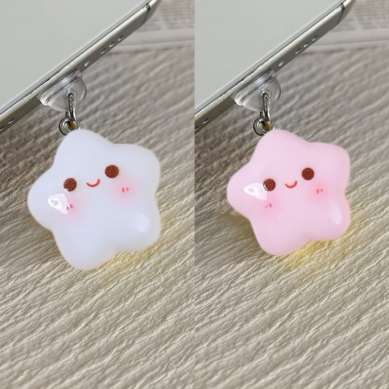 2 Cute Chubby Star Phone Dust Plugs Type C Pink Purple Universal Dust Protection Stoppers Compatible With Type C Android Apple USB Charging - Image 5