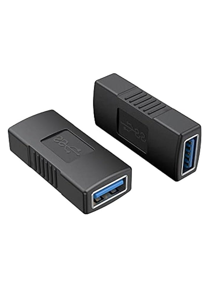 erorex USB 3.0 Female to Female USB Adapter, [2 Pack] USB Coupler USB 3.0 A Female to Female Extension Adapter, USB to USB Adapter, Black  - Image 1