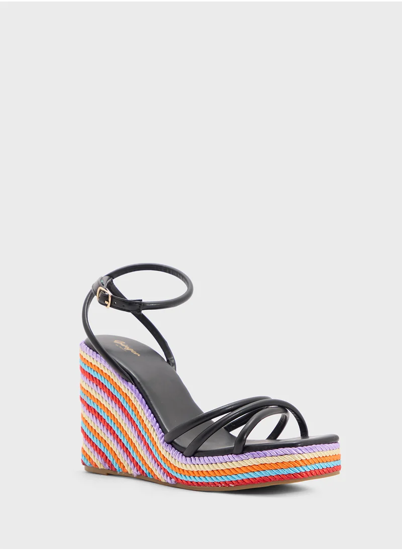 Ginger Strappy Ankle Strap Color Pop Wedge Sandal