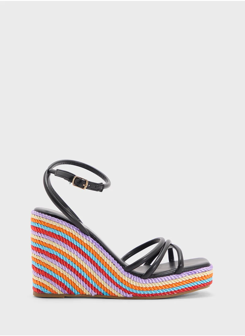 Ginger Strappy Ankle Strap Color Pop Wedge Sandal
