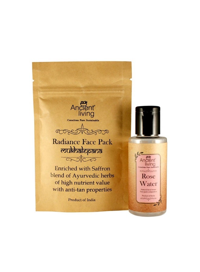 Ancient Living Organic Anti - Tan & Radiant Skin pack (Radiance face pack 40 gm & Organic Rose water 100ml) - Image 1