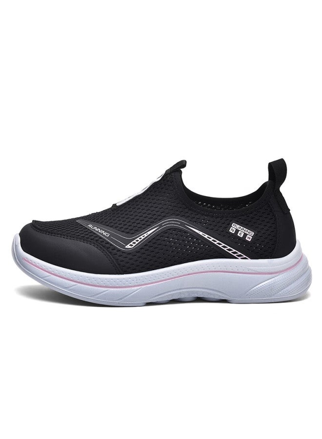 Double Star Eight Special Women's Breathable Summer Mesh Slip-on Casual Shoes Women's Lightweight Sports Shoes Soft Bottom Health Walking Shoes Black Purple Size 39 - Image 4