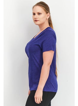 Tchibo Women Round Neck Short Sleeve Plain T-Shirt, Navy Blue  - Image 2