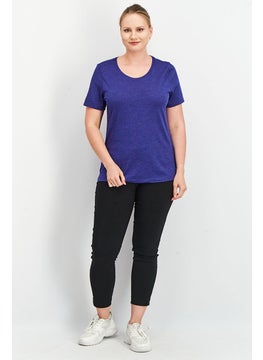 Tchibo Women Round Neck Short Sleeve Plain T-Shirt, Navy Blue  - Image 4