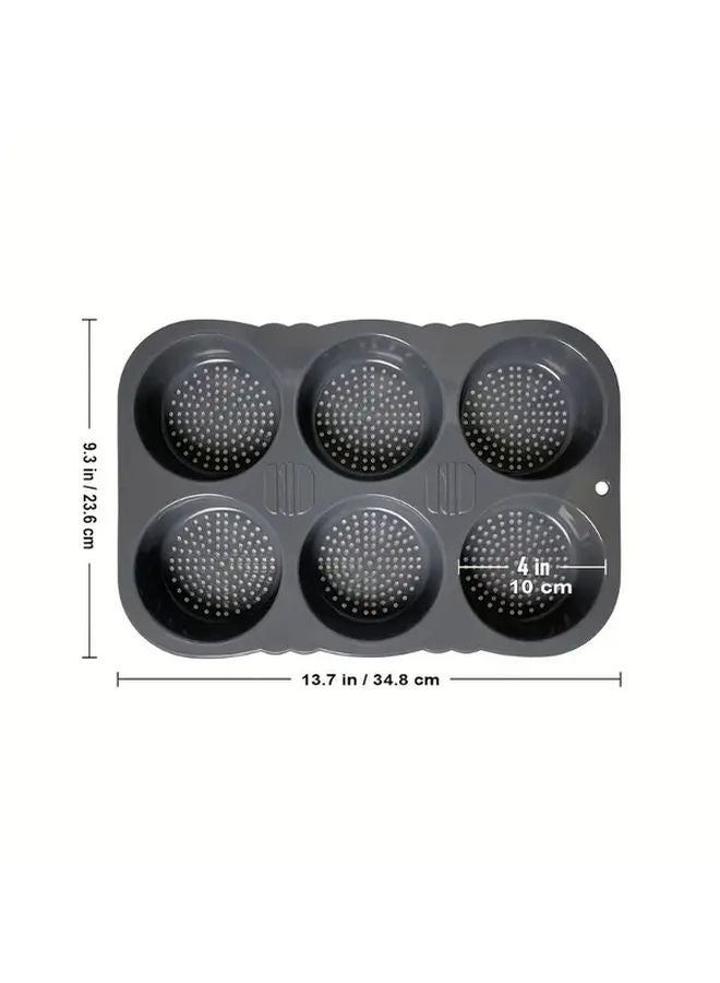 4 Inch Grey Silicone Hamburger Mold 6 Cup Large Baking Pan Dishwasher Safe - Image 3
