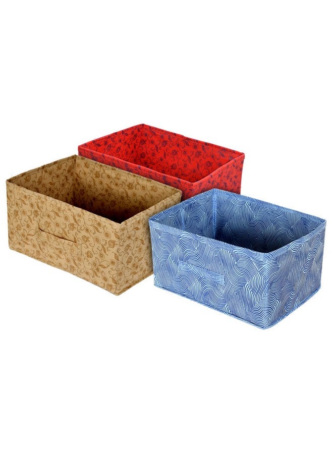 كوبير إندستريز وحدة تخزين وتنظيم الملابس من قماش غير منسوج مطبوع عليه شعار لاهيريا من شركة كوبير إندستريز بثلاثة أدراج قابلة للاستبدال للخزانة (أزرق وأحمر وبيج) - KUBMART15998 - Image 1
