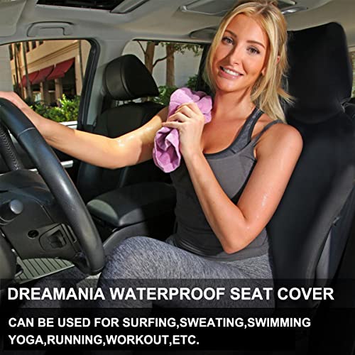DREAMANIA Waterproof Seat Cover, 2pcs Upgraded Sweat Carseat Protector, Perfect for Universal Anti-Slip Car Truck SUV Seat, Ideal for Surfing Yoga Gym Workout, Black - Image 5