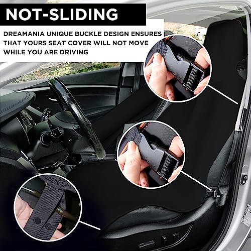 DREAMANIA Waterproof Seat Cover, 2pcs Upgraded Sweat Carseat Protector, Perfect for Universal Anti-Slip Car Truck SUV Seat, Ideal for Surfing Yoga Gym Workout, Black - Image 4