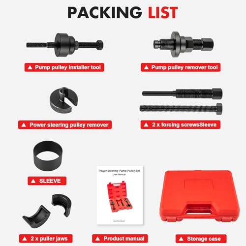 Siapupy Pulley Puller Installer Kit, Power Steering Pump Pulley Removal Tool for Multi-Vehicle, Fits F/or/d, G/M, V/W and Ch/RYS/ler, Works with Steering Wheel Puller Kit for Power Steering Tasks - Image 2