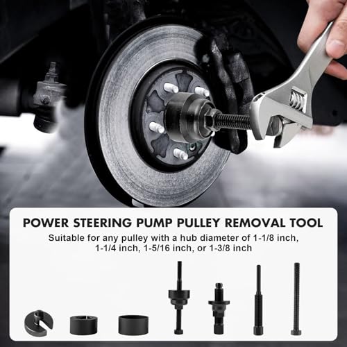 Siapupy Pulley Puller Installer Kit, Power Steering Pump Pulley Removal Tool for Multi-Vehicle, Fits F/or/d, G/M, V/W and Ch/RYS/ler, Works with Steering Wheel Puller Kit for Power Steering Tasks - Image 4