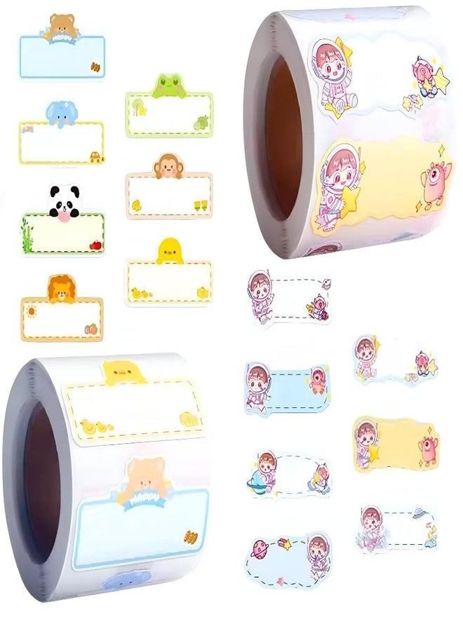SAMVARDHAN Cute Cartoon Theme Name Label Sticker Roll (Pack of 2) – 600 PCS Self Adhesive Kawaii School Labels | School Notebooks,Name Tags for Books (Boy) - Image 1