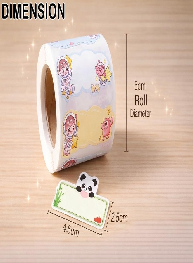 SAMVARDHAN Cute Cartoon Theme Name Label Sticker Roll (Pack of 2) – 600 PCS Self Adhesive Kawaii School Labels | School Notebooks,Name Tags for Books (Boy) - Image 2