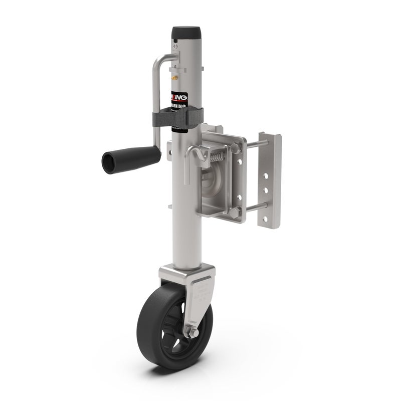 TOWKING Upgraded Spoke Wheel Trailer Jack 10 Vertical Movement 1500 lbs for RV Boat Trailer and More Black Silver