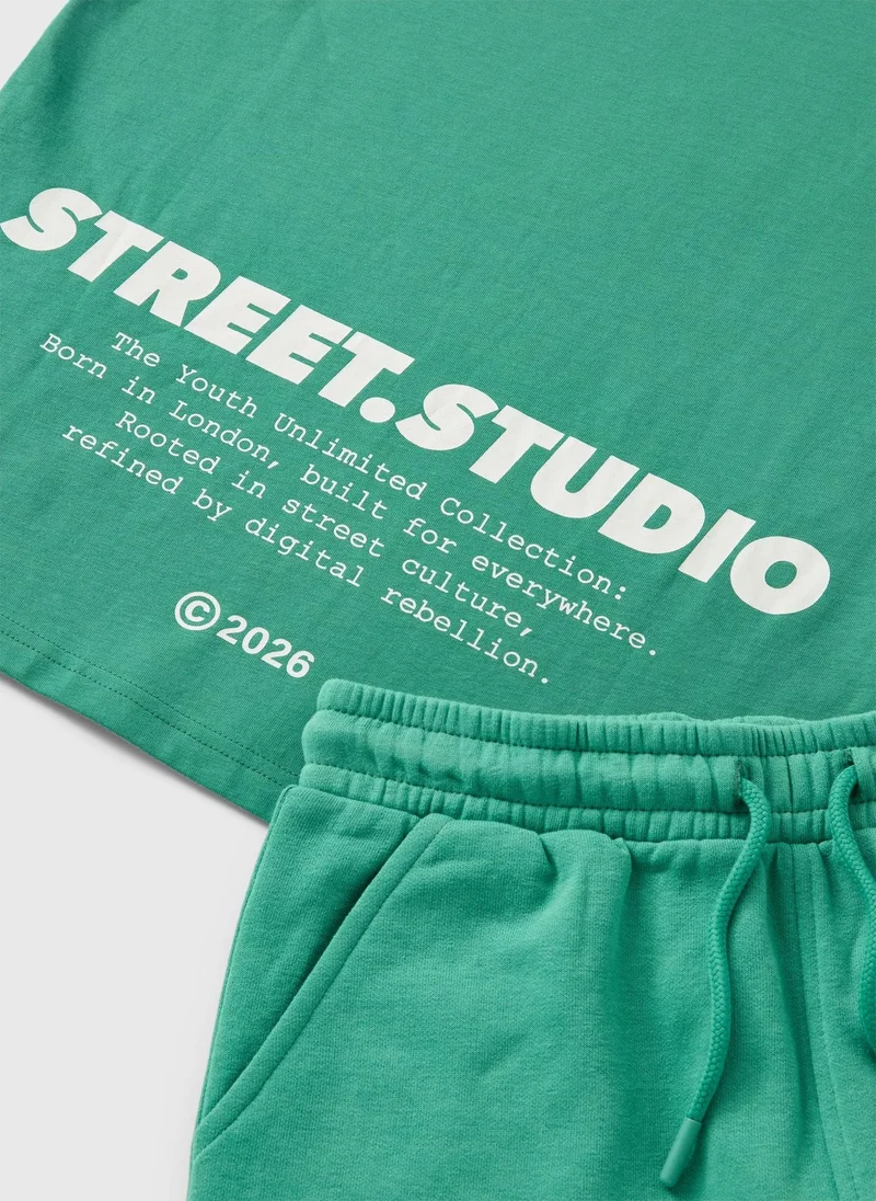 ماتلان Boys Green Street Studio Top & Shorts Set