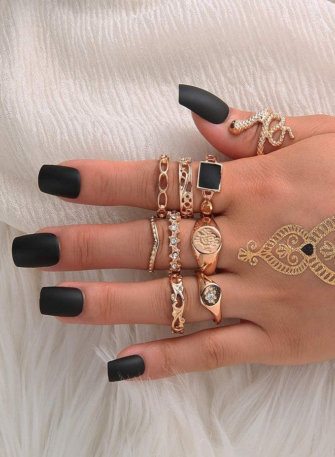 FUTIMELY 9PCS Knuckle Stacking Ring Set Snake Ring Set for Women Boho Vintage Stackable Joint Midi Finger Rings Gold Knuckle Rings Set - Image 5