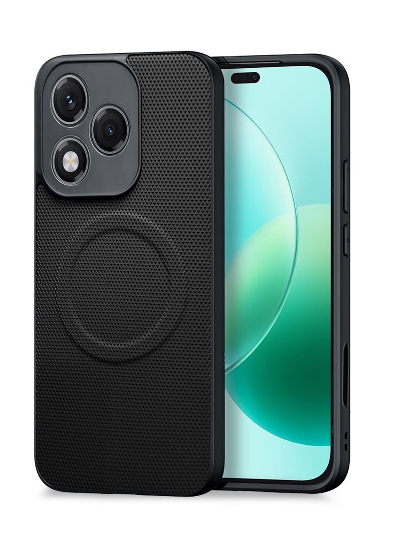 Wtech Honor 400 Lite 5G 2025 Premium Texture Case Magnetic Aramid Fabric Texture Designed Magsafe Case Cover (MCMPMN) - Black - Image 1