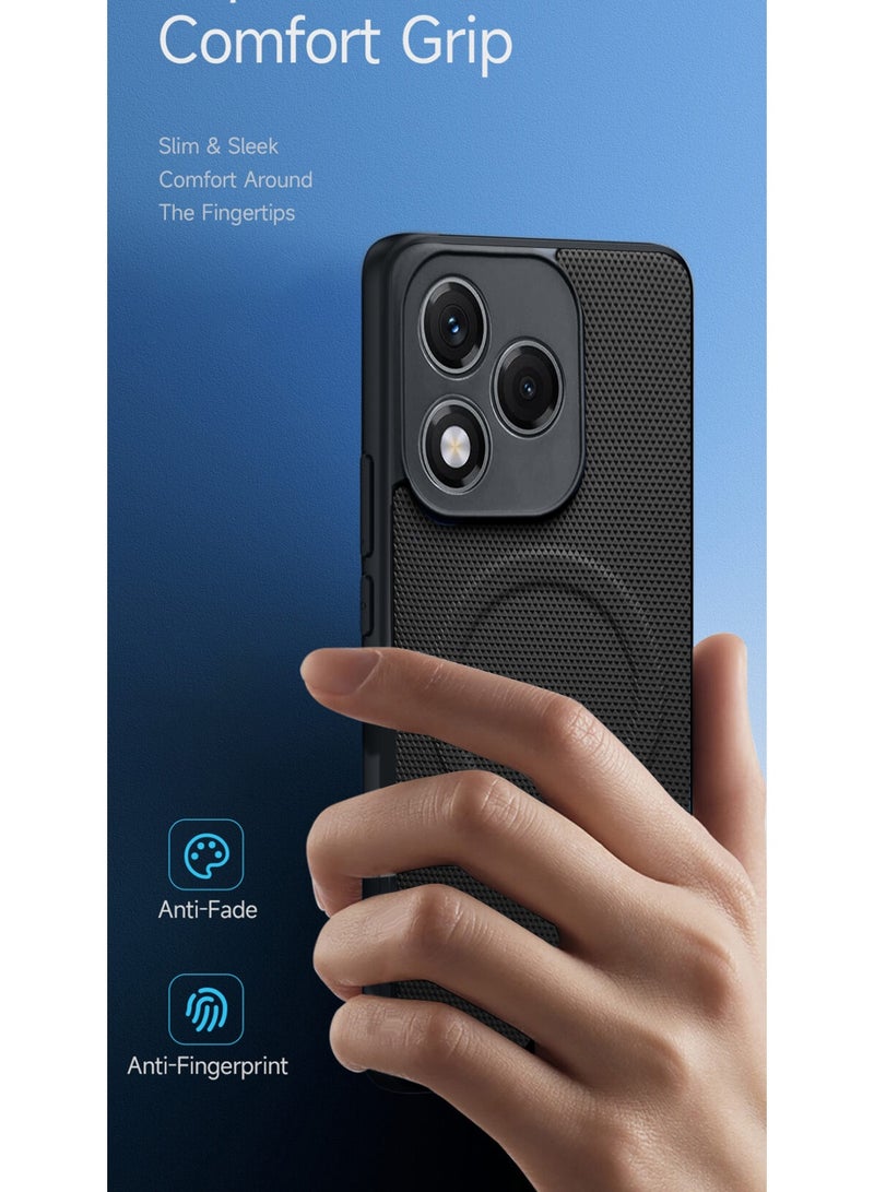 Wtech Honor 400 Lite 5G 2025 Premium Texture Case Magnetic Aramid Fabric Texture Designed Magsafe Case Cover (MCMPMN) - Black - Image 4