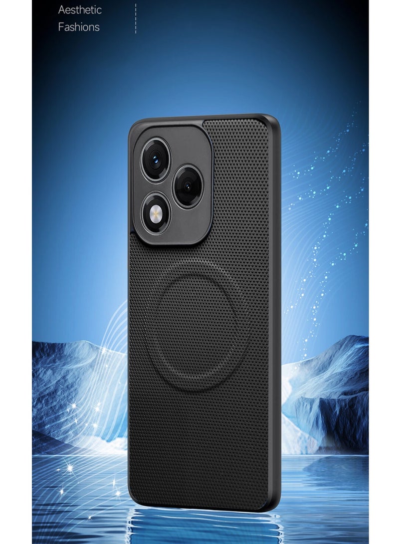 Wtech Honor 400 Lite 5G 2025 Premium Texture Case Magnetic Aramid Fabric Texture Designed Magsafe Case Cover (MCMPMN) - Black - Image 2