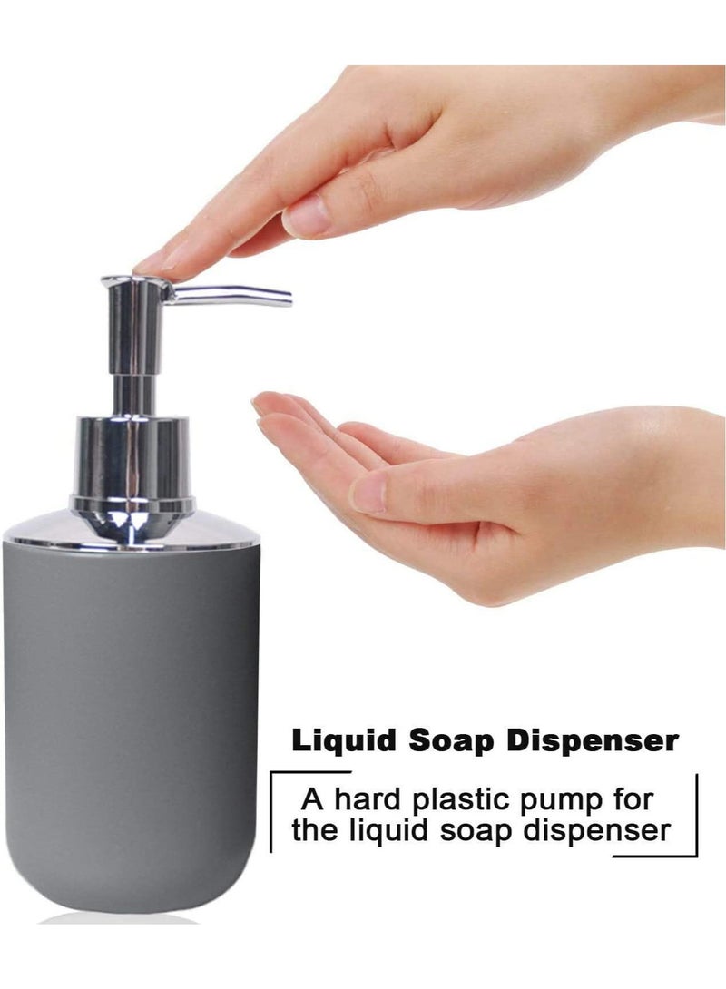 Arabest Bathroom Accessories Set, Plastic Gift Bath Set of 6 with Trash Can, Toilet Brush, Toothbrush Holder, Soap Dispenser, Soap Dish, Soap and Lotion Set (Grey) - Image 4