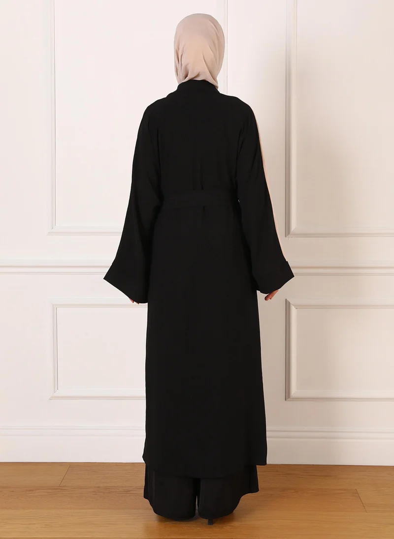 Refka by modanisa Black - Beige - Evening Abaya - Refka