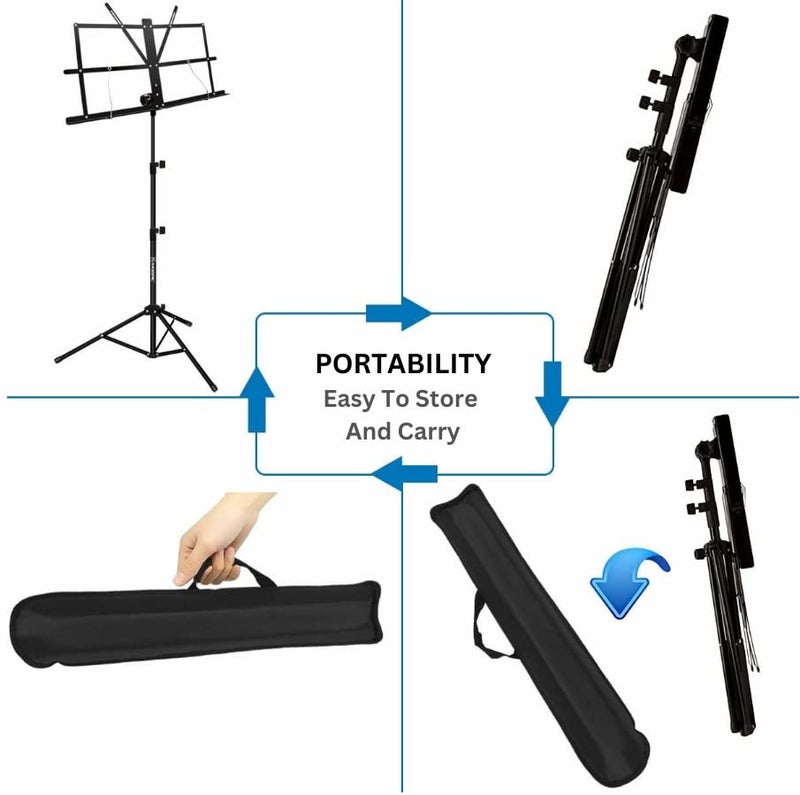 Festra R-124 Adjustable Music Stand Portable Folding Music Book Stand With Carrying Bag Suitable For Instrumental Performance - Image 4