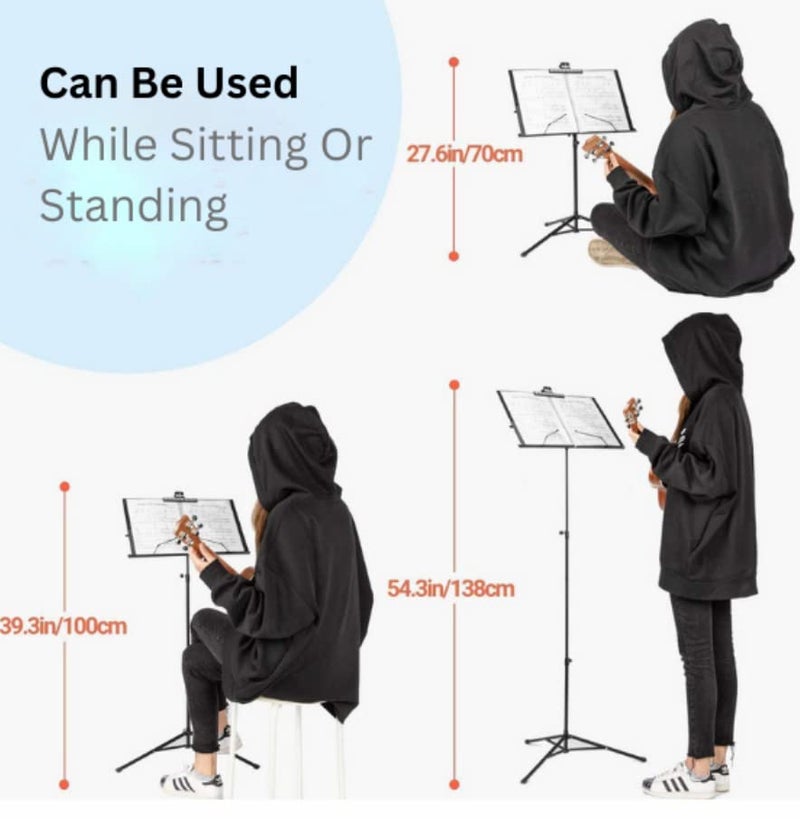 Festra R-124 Adjustable Music Stand Portable Folding Music Book Stand With Carrying Bag Suitable For Instrumental Performance - Image 5
