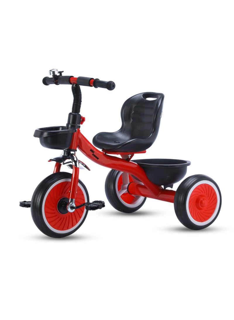Tricycle for Kids with a Front and Rear Basket, Bell and Color Wheels for Boys and Girls for Age 2 to 6 Years  Baby Tricycle, Red