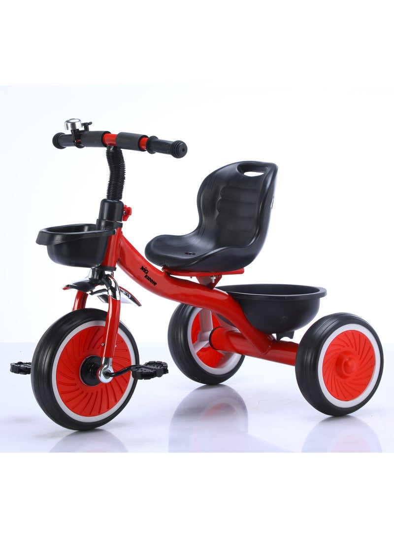 Tricycle for Kids with a Front and Rear Basket, Bell and Color Wheels for Boys and Girls for Age 2 to 6 Years  Baby Tricycle, Red