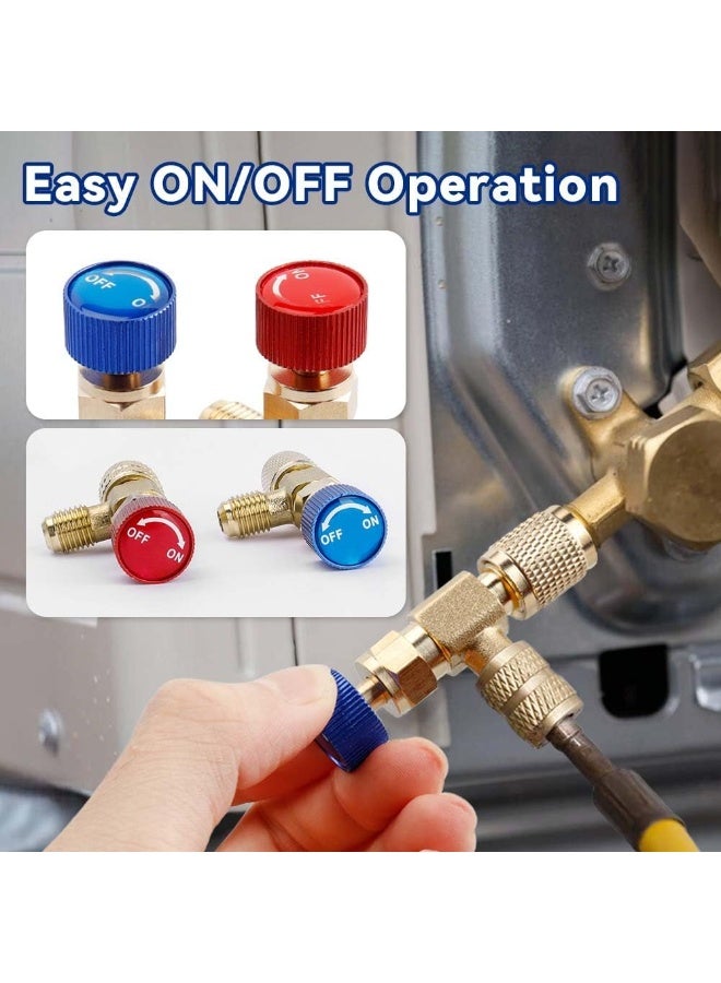 JOGAMS 2Pcs R22 R410 Refrigerant Charging Valve Set R22 Male to 1/4’’ and 5/16’’ Female Adapter Refrigerant Control Valve Safety HVAC Flow Control Ball Valves for Air Conditioner Manifold - Image 5