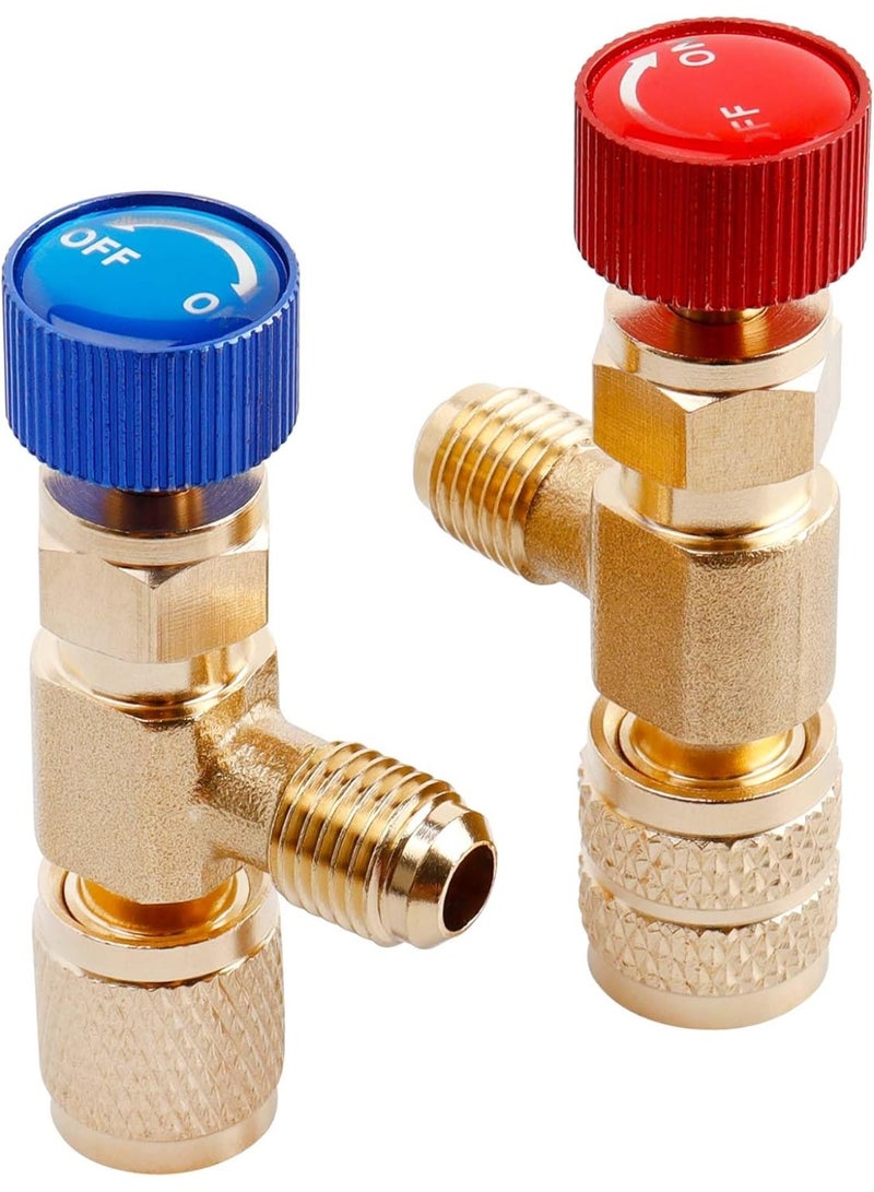 JOGAMS 2Pcs R22 R410 Refrigerant Charging Valve Set R22 Male to 1/4’’ and 5/16’’ Female Adapter Refrigerant Control Valve Safety HVAC Flow Control Ball Valves for Air Conditioner Manifold - Image 1