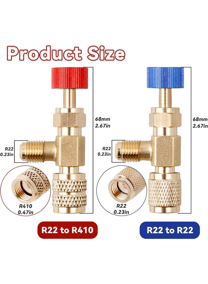 JOGAMS 2Pcs R22 R410 Refrigerant Charging Valve Set R22 Male to 1/4’’ and 5/16’’ Female Adapter Refrigerant Control Valve Safety HVAC Flow Control Ball Valves for Air Conditioner Manifold - Image 3