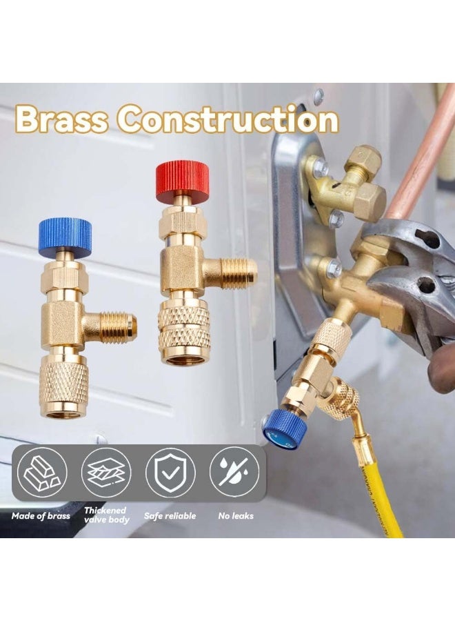 JOGAMS 2Pcs R22 R410 Refrigerant Charging Valve Set R22 Male to 1/4’’ and 5/16’’ Female Adapter Refrigerant Control Valve Safety HVAC Flow Control Ball Valves for Air Conditioner Manifold - Image 4