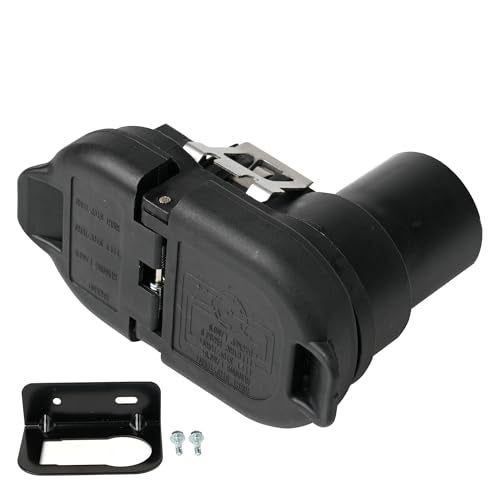 Rear Bumper Trailer Tow Hitch Wiring Connector Adapter Plug 7 Blades 4 Pin wBracket Fits for Ford Ram Chevrolet