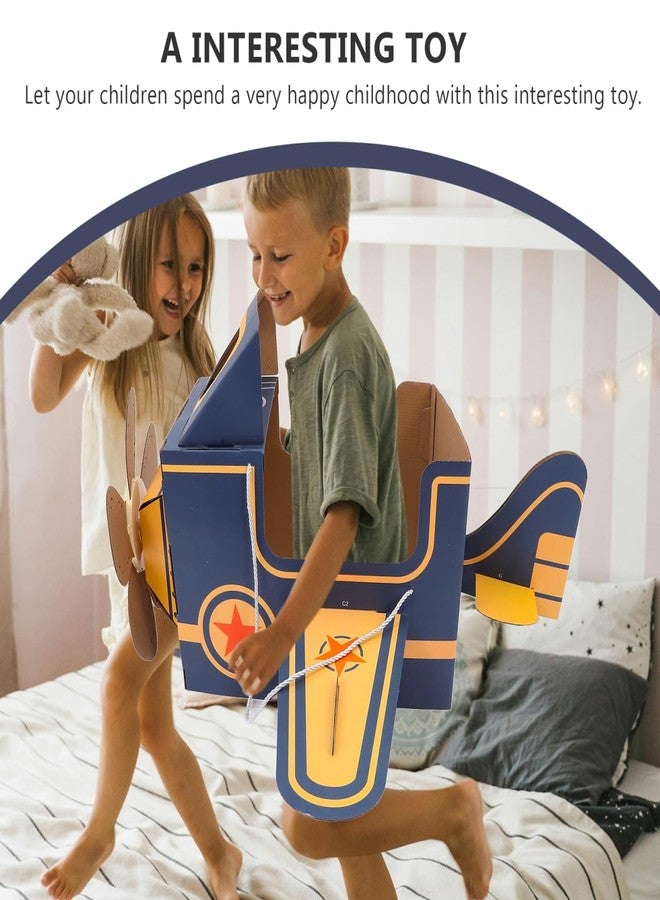 SAFIGLE طائرة كرتونية قابلة للارتداء للأطفال من سافيجل: زي طائرة للأطفال، طائرة ورقية يمكنك صنعها بنفسك مع مروحة دوارة - سيارة كرتونية، متعة اللعب والتعلم في الهواء الطلق، طائرات طائرة للأطفال، أزرق - Image 4