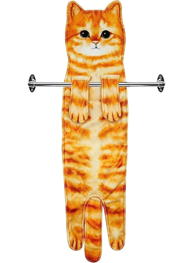 The Bros Cat Hand Towels for Bathroom Kitchen, Cute Cat Hanging, Towel Decorative, Animal Washcloths Face Towels Cat Decor, Funny Housewarming Cat Gifts, for Cat Lovers for mom (Orange Cat)
