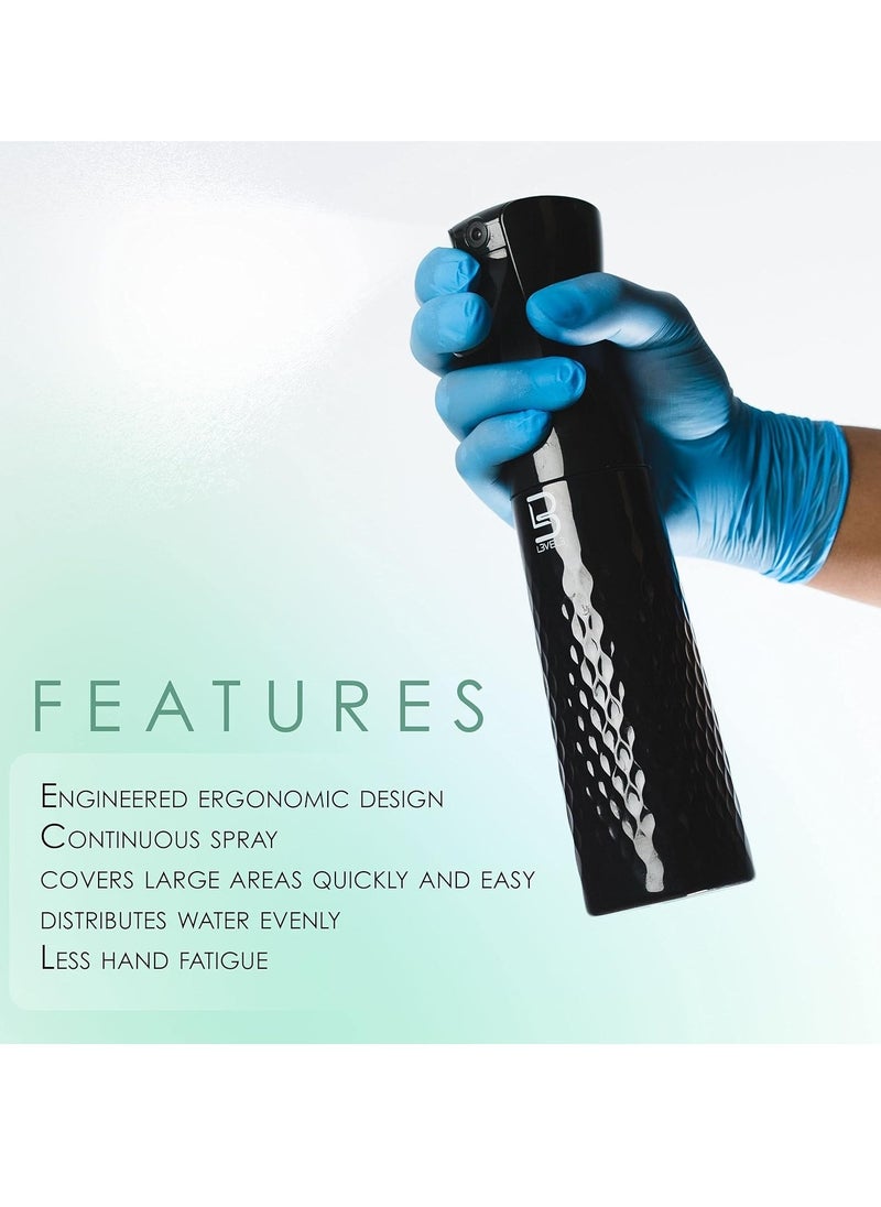 L3VEL3 Level 3 Beveled Spray Bottle - Continuous Spray with a Fine Mist Pattern - Barber and Hair Stylist Supplies - Less Hand Fatigue Compared to Standard Bottles - Level Three Barber Spray - 300 ml Black  - Image 4