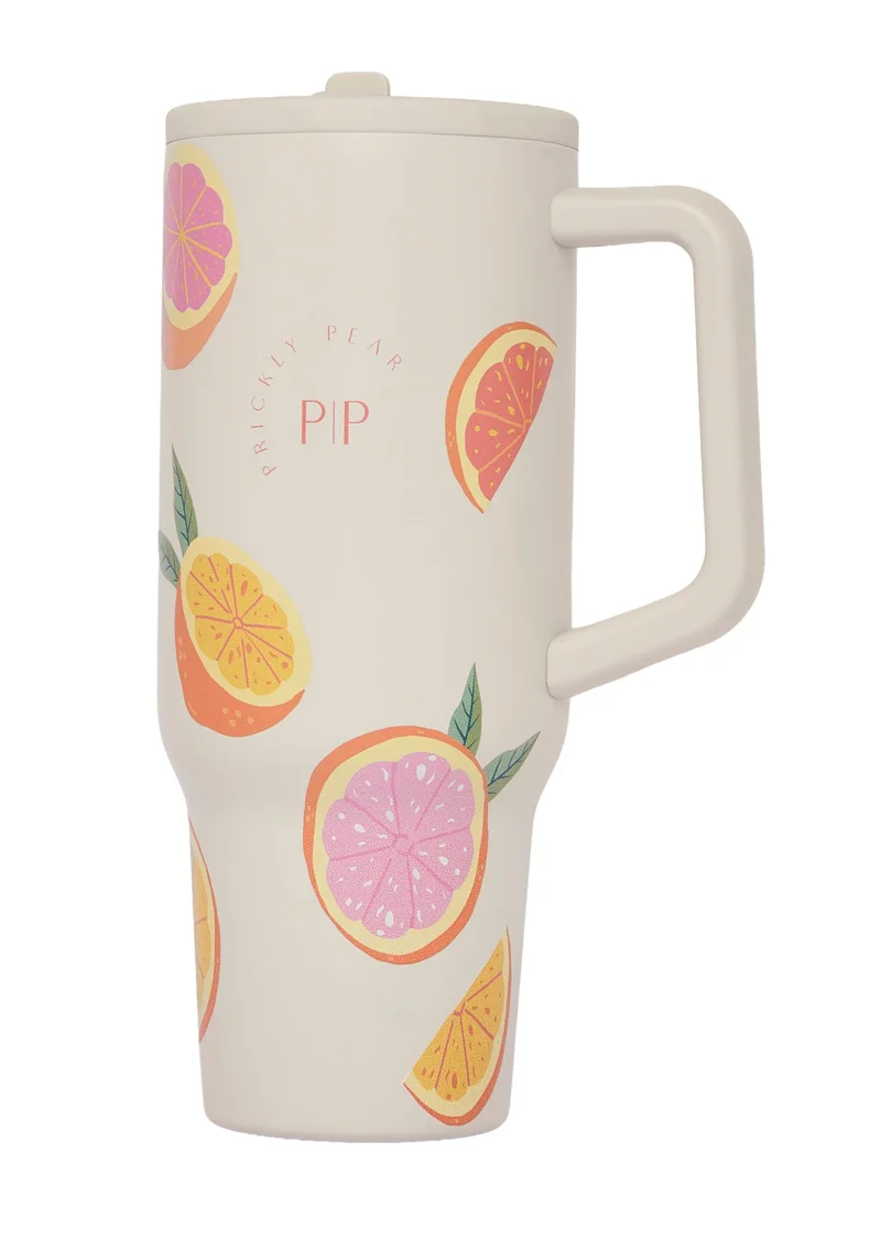 بريكلي بير زجاجة ماء مرطبة من الفولاذ المقاوم للصدأ سعة 40 أونصة - لون الحمضيات المتوهج