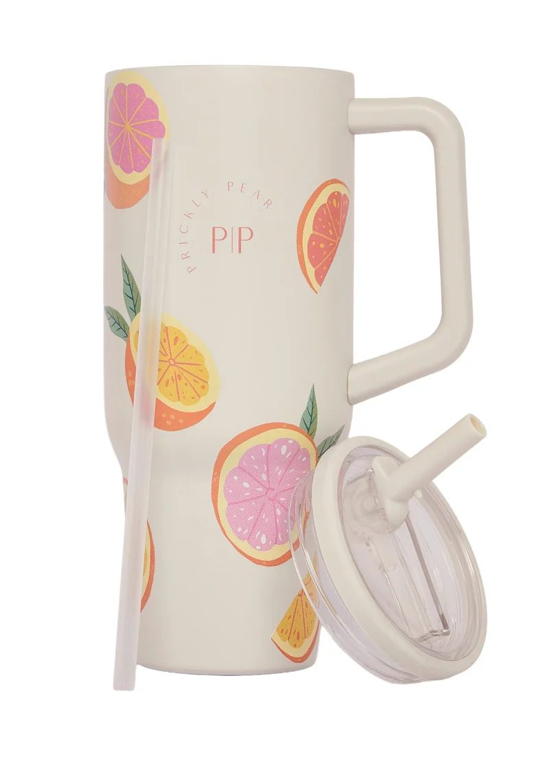 بريكلي بير زجاجة ماء مرطبة من الفولاذ المقاوم للصدأ سعة 40 أونصة - لون الحمضيات المتوهج